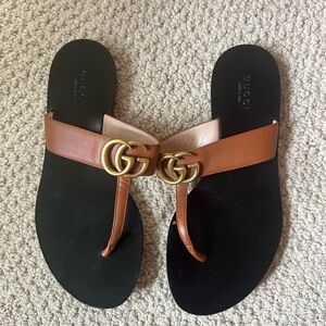 Gucci Brown Leather Sandals